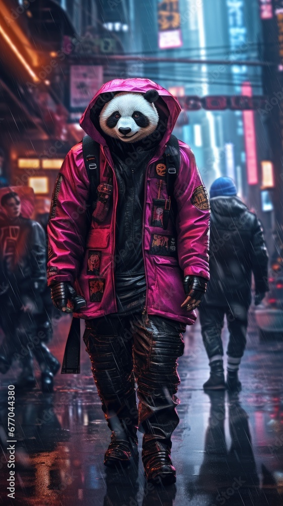 A Playful Panda Parades Through the Urban Jungle