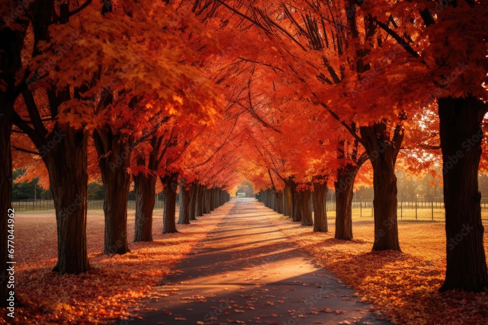 A Serene Autumn Stroll Through a Vibrant Forest Canopy