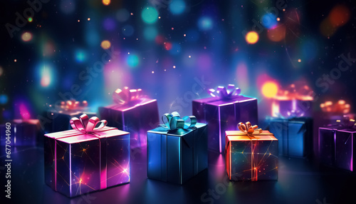 Gift boxes on abstract background with copy space © Mighty