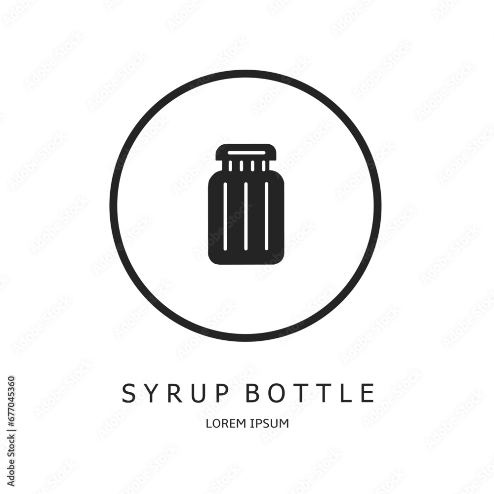 Syrup bottle logo. Syrup bottle icon vector design black color. Stock vector.