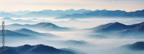 Majestic Peaks Lost in Mystical Mist