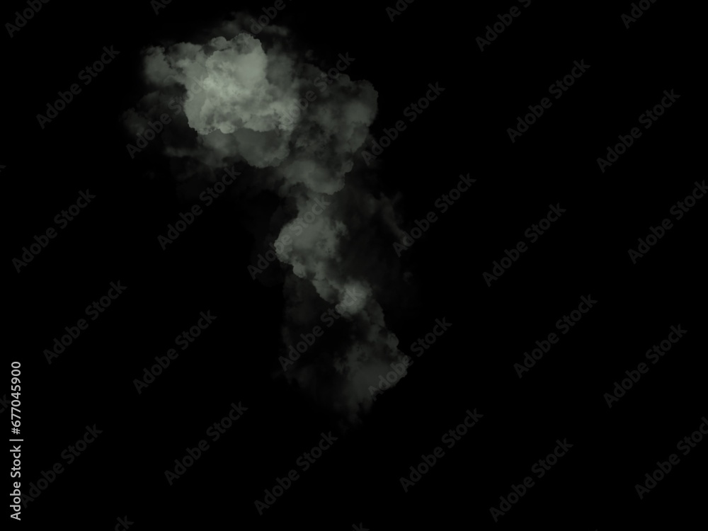 White clouds or smoke 3d on dark background. Illustration drawn from tablet use for graphic background in abstract concept.