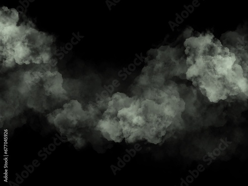 White clouds or smoke 3d on dark background. Illustration drawn from tablet use for graphic background in abstract concept.