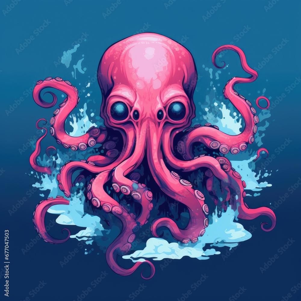 Mystical Octopus With Mesmerizing Blue Eyes and Graceful Tentacles Gliding Through the Water