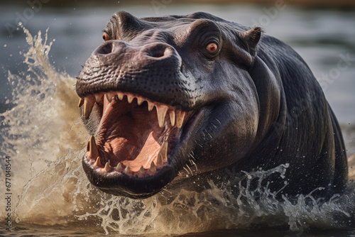 Aggressive male hippopotamus