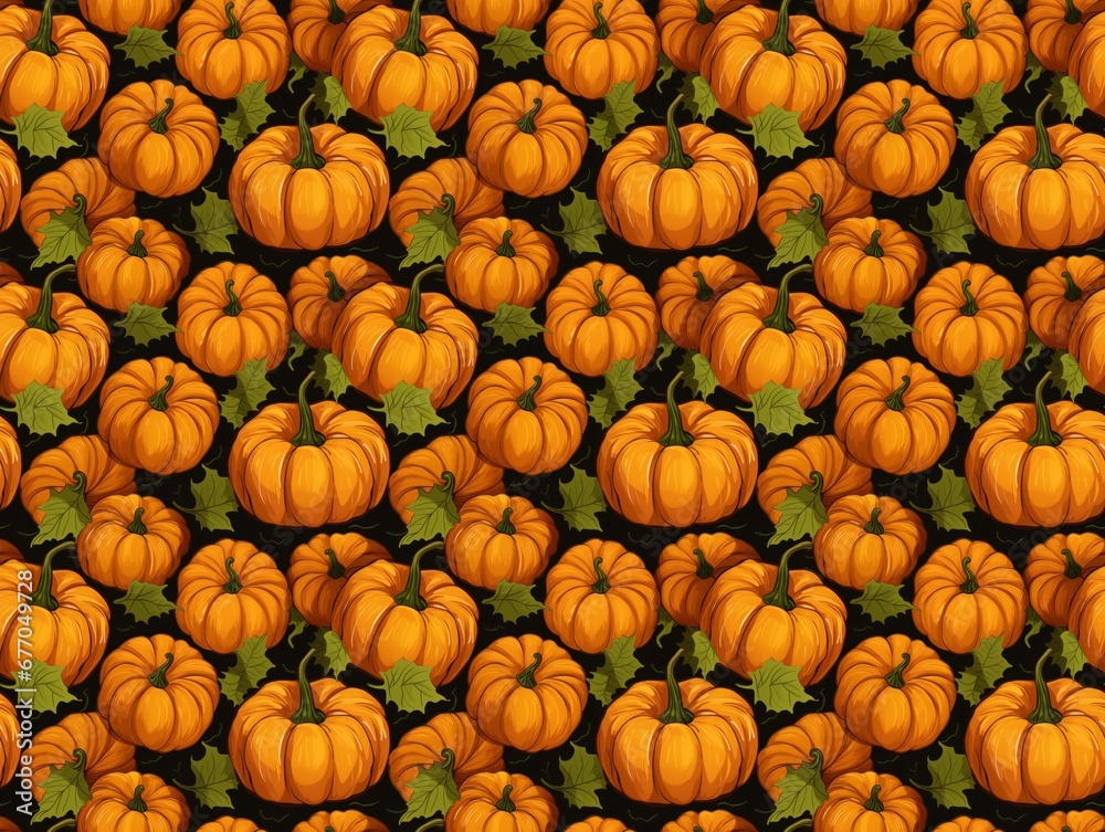 Seamless pattern of pumpkins