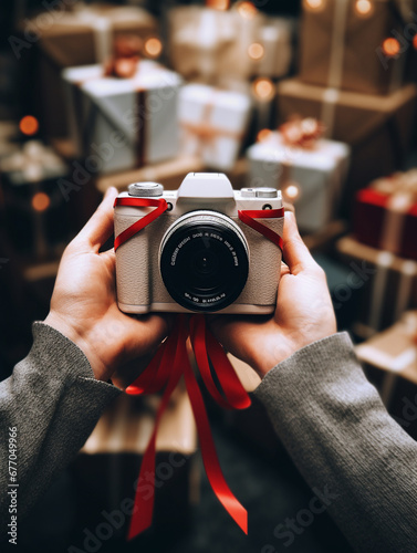 A Photo Of A Person Receiving A New Camera As A Gift And Immediately Taking A Photo