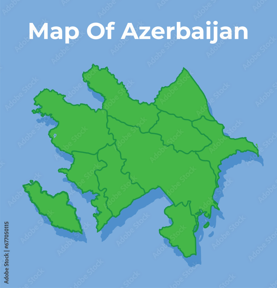 Detailed map of Azerbaijan country in green vector illustration