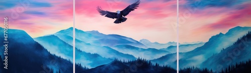 Bird's Flight Over Majestic Mountain Peaks