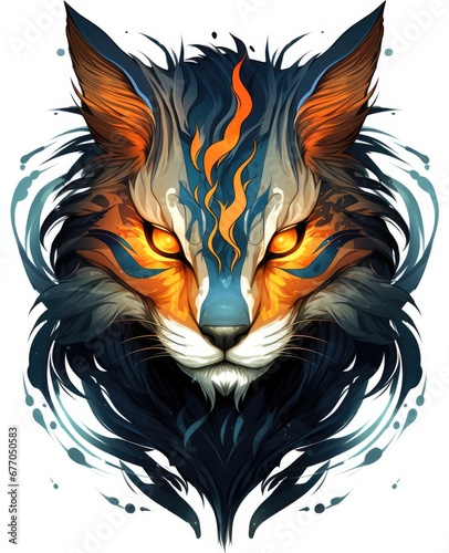 Majestic Fox Portrait With Piercing  Vibrant  and Mesmerizing Orange Eyes