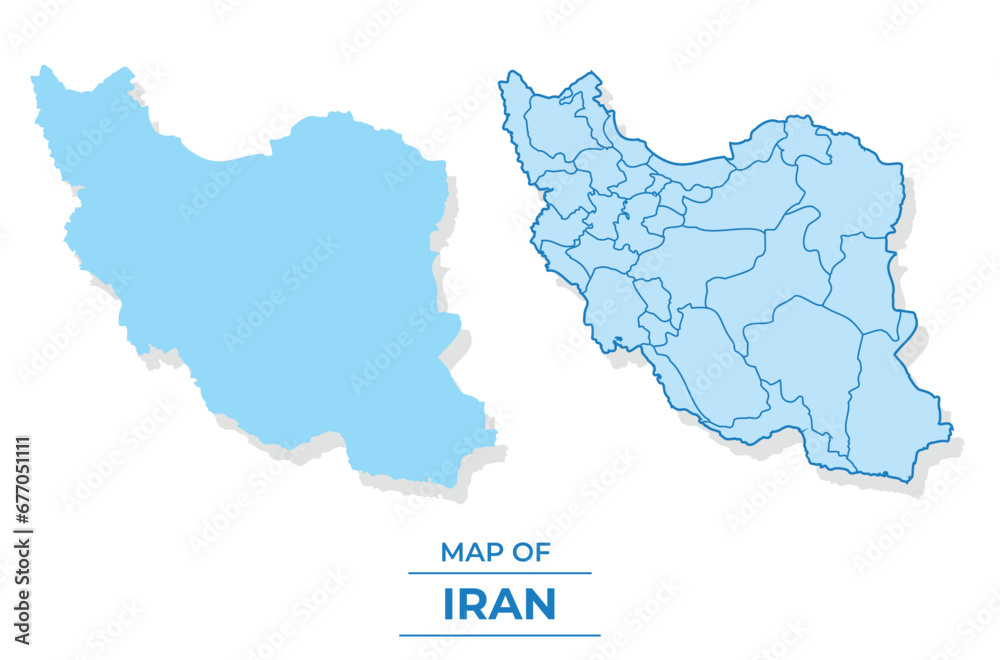 Vector Iran map set simple flat and outline style illustration