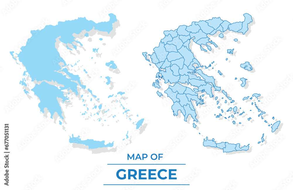 Vector Greece map set simple flat and outline style illustration