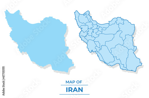 Vector Iran map set simple flat and outline style illustration