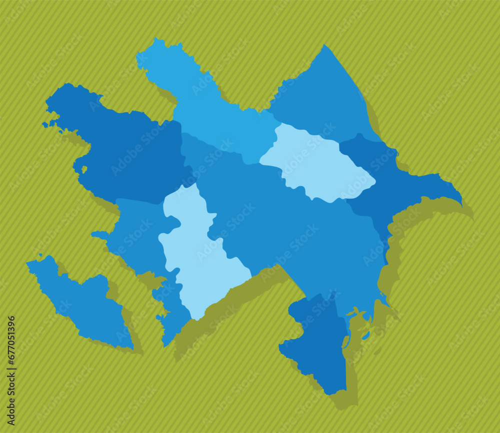 Azerbaijan map with regions blue political map green background vector illustration