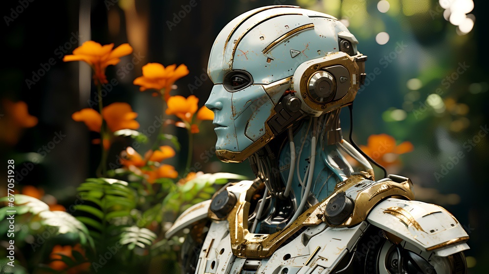 Futuristic gardening robot Futuristic gardening robot