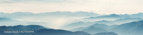 A Majestic Bird's-Eye View of Serene Mountain Peaks Cascading Into a Vast Horizon © pham
