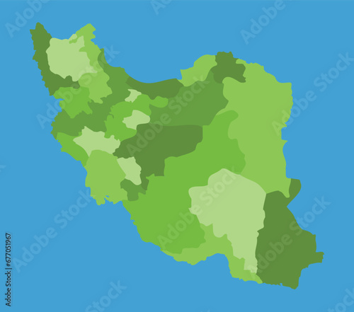 Iran vector map in greenscale with regions photo