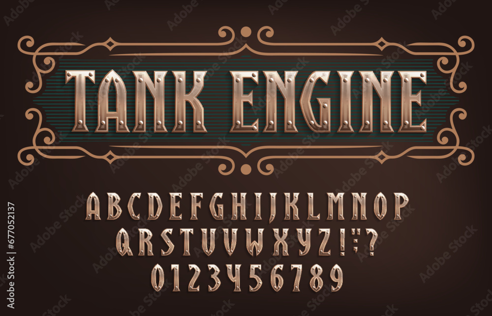Tank Racing Font Póster Tank Engine alphabet font – Cuadro para Pared | Posters.es