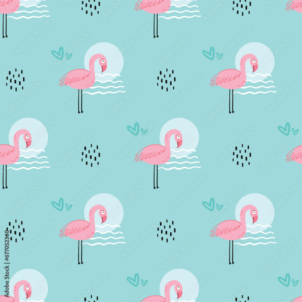 Obraz premium seamless pattern with flamingo bird