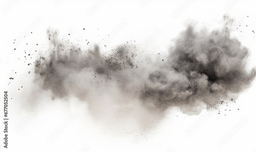 dust cloud with debris, isolated on white background, Generative AI - obrazy, fototapety, plakaty 