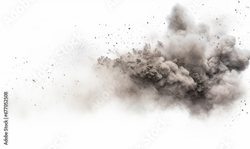 dust cloud with debris, isolated on white background, Generative AI