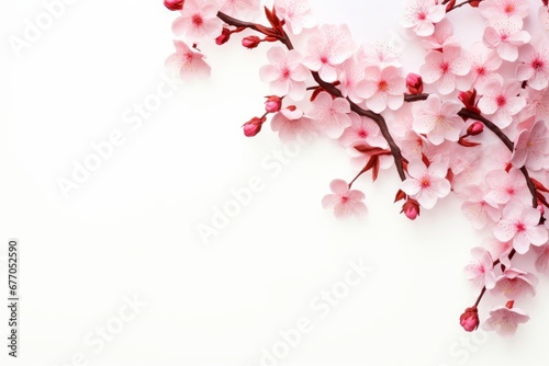 Botany decoration pink cherry blossom on white background  Generative AI