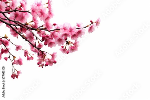 Magenta cherry blossom flowers tree branches PNG image, Generative AI