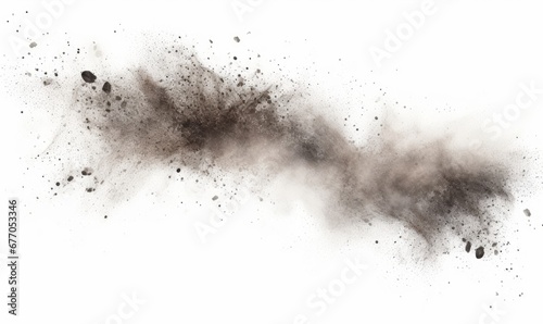 flying debris with dust, isolated on white background, Generative AI