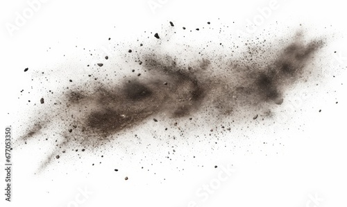 flying debris with dust, isolated on white background, Generative AI photo