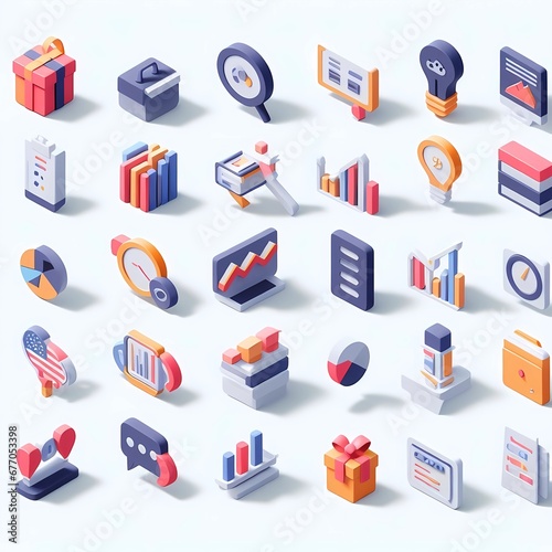 3D Business icon set illustration © Dito.K