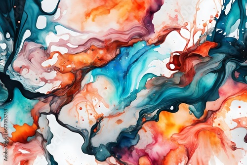 Abstract background of watercolor stains and splashes