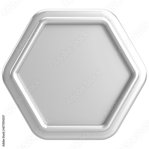 3D hexagon button. Empty button. 3D illustration.