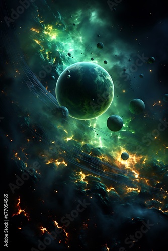 Image of space scene with planets in the background.