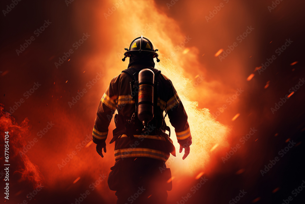 Fire Awareness Day, illustration of characters turning around and