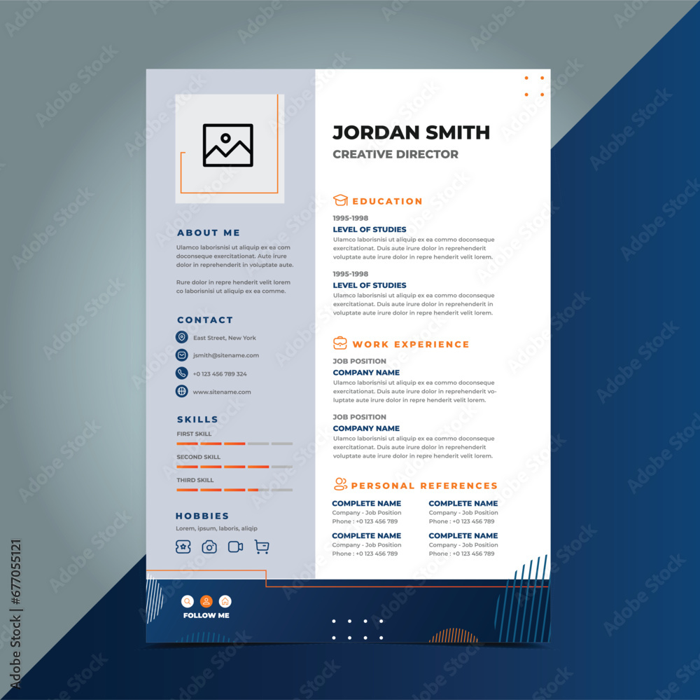 Naklejka premium Professional CV resume template design and letterhead cover letter vector Minimalist resume cv template, Resume design template, cv design, multipurpose resume design