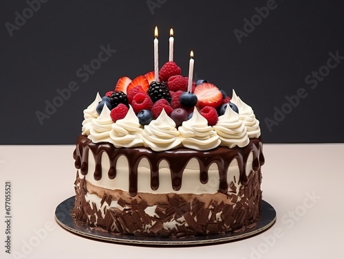 Birthday cake over white background