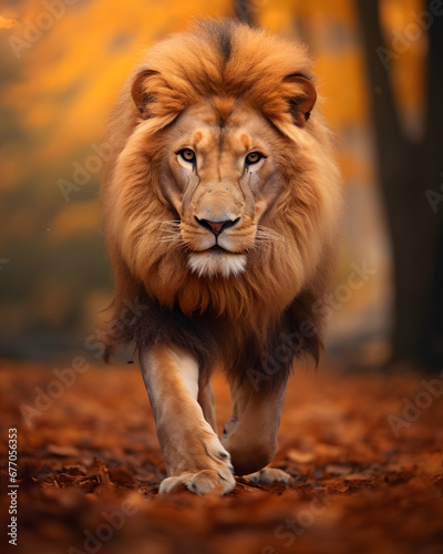 Portrait of a big male lion in the wild. Wildlife scene from Africa. © wing