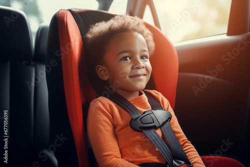 Child car seat bear. Fun holiday with parents summer vacation. Generate Ai photo