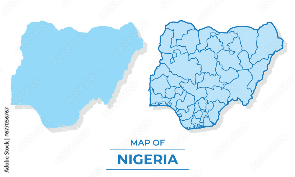 Vector Nigeria map set simple flat and outline style illustration