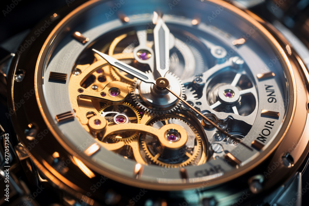 watch mechanism close up showing its detailed view closeup