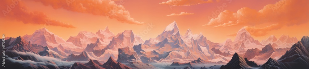 Majestic Mountains at Dusk, Painting