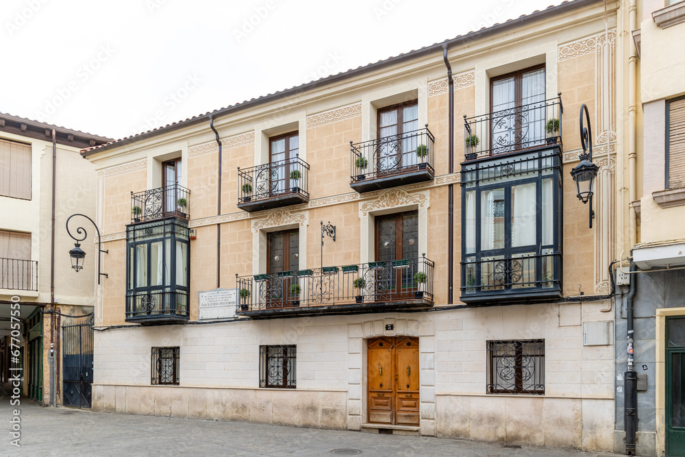 Aranda de Duero, Spain - October 12, 2023: buildings of the historic center of the city of Aranda de Duero in the province of Burgos, Spain Aranda de Duero, Spain - October 12, 2023: buildings of the historic center of the city of Aranda de Duero in the province of Burgos, Spain