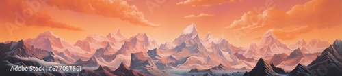 Majestic Mountains at Dusk, Painting © pham