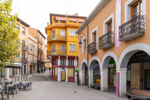 Aranda de Duero, Spain - October 12, 2023: buildings of the historic center of the city of Aranda de Duero in the province of Burgos, Spain
