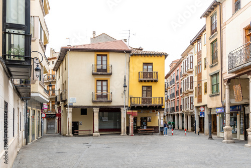 Aranda de Duero, Spain - October 12, 2023: buildings of the historic center of the city of Aranda de Duero in the province of Burgos, Spain © josevgluis
