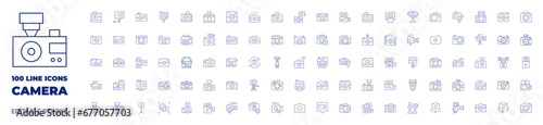 100 icons Camera collection. Thin line icon. Editable stroke. Camera icons for web and mobile app.