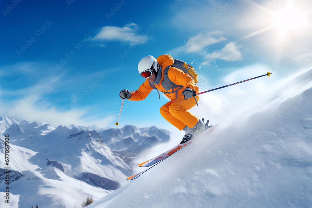 skier in the mountain, AI generated