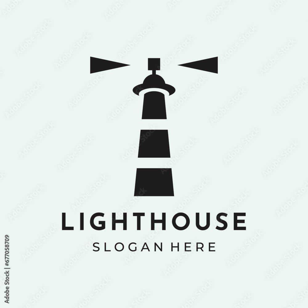lighthouse black vintage logo vector minimalist illustration design
