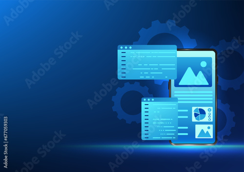 Software development technology Smartphone display screen, a screen that shows code command information, refers to software that has code command to execute commands into the mobile phone.