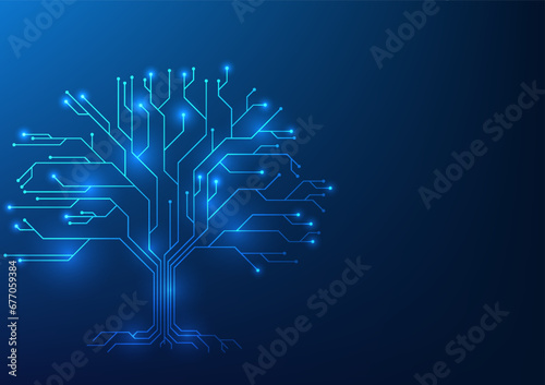 Renewable energy technology A tree that has branch lines. It represents the use of renewable energy to preserve the environment. Reduce global warming and reduce air pollution.